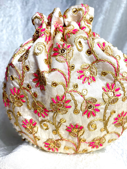 SILK POTLI BEADED BAG