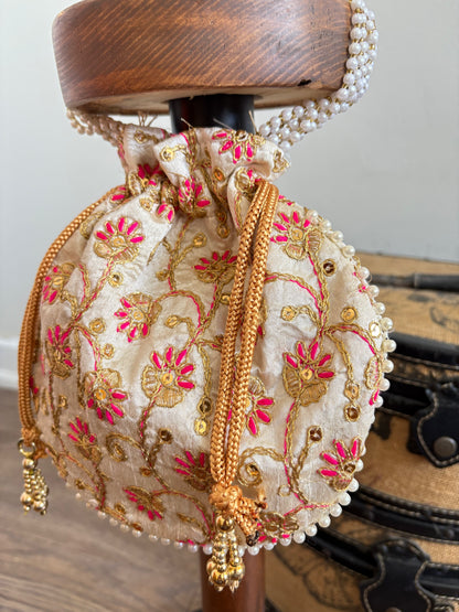SILK POTLI BEADED BAG