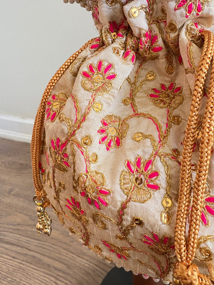 SILK POTLI BEADED BAG