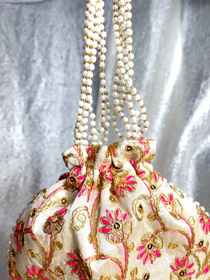 SILK POTLI BEADED BAG