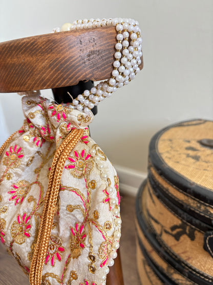 SILK POTLI BEADED BAG
