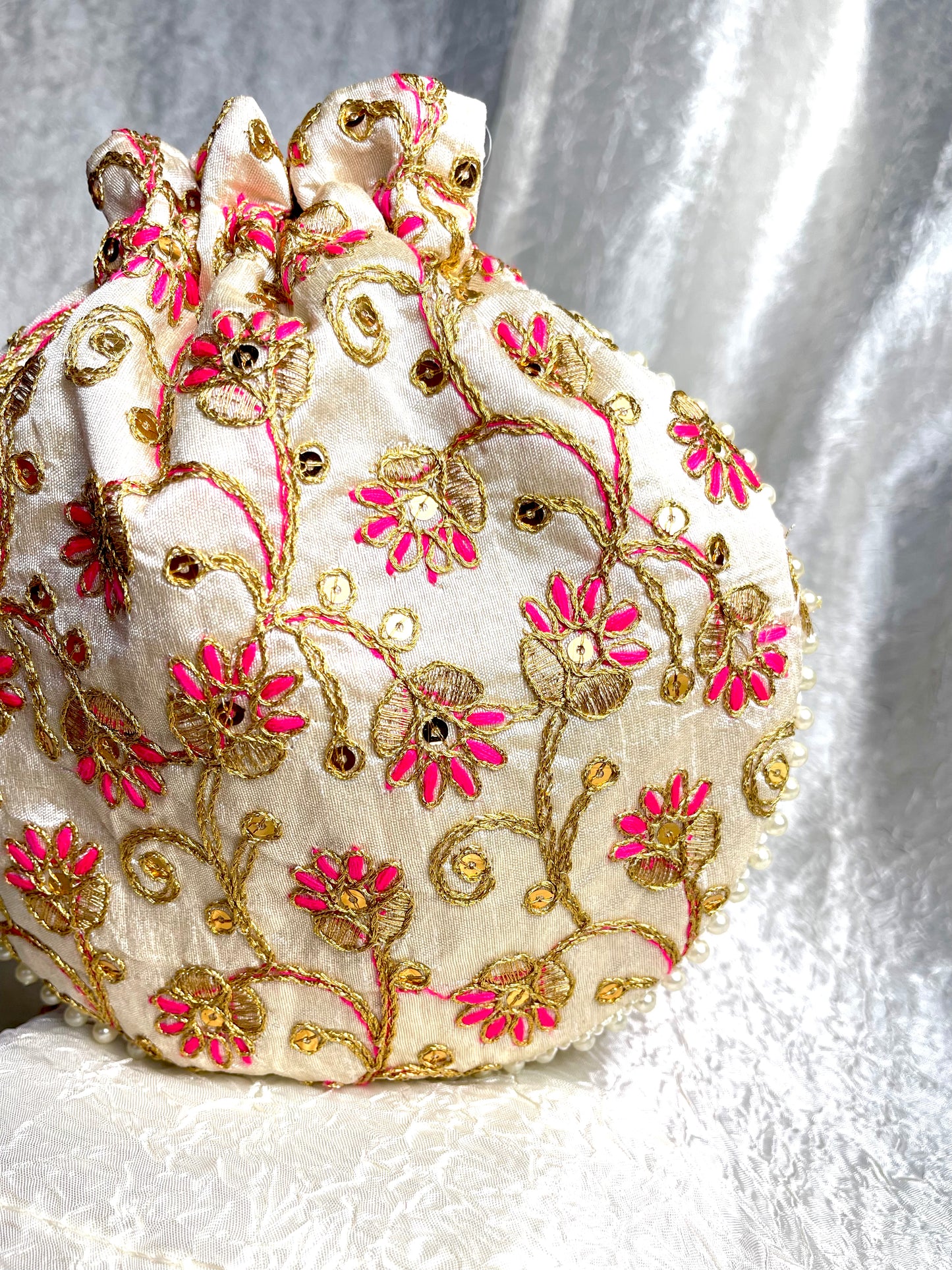 SILK POTLI BEADED BAG