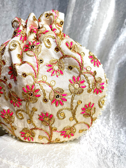SILK POTLI BEADED BAG