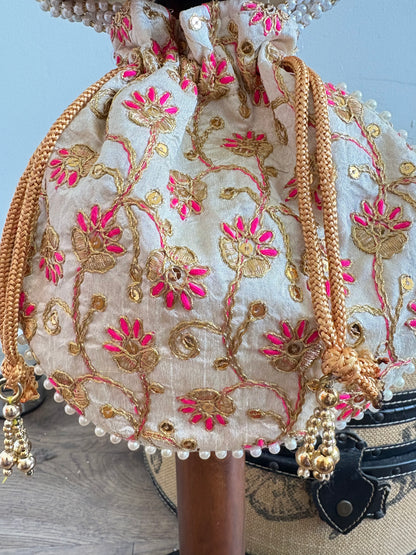 SILK POTLI BEADED BAG