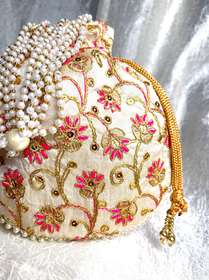 SILK POTLI BEADED BAG