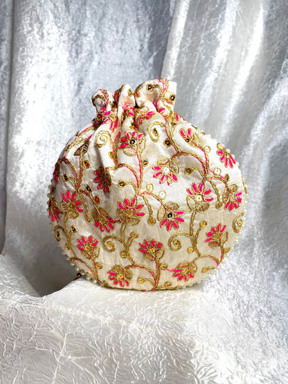 SILK POTLI BEADED BAG