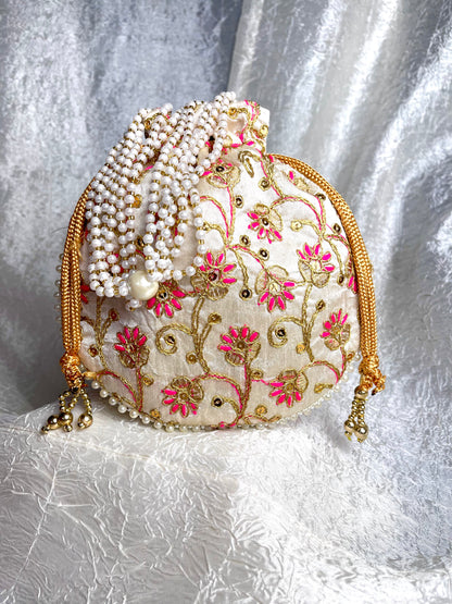 SILK POTLI BEADED BAG