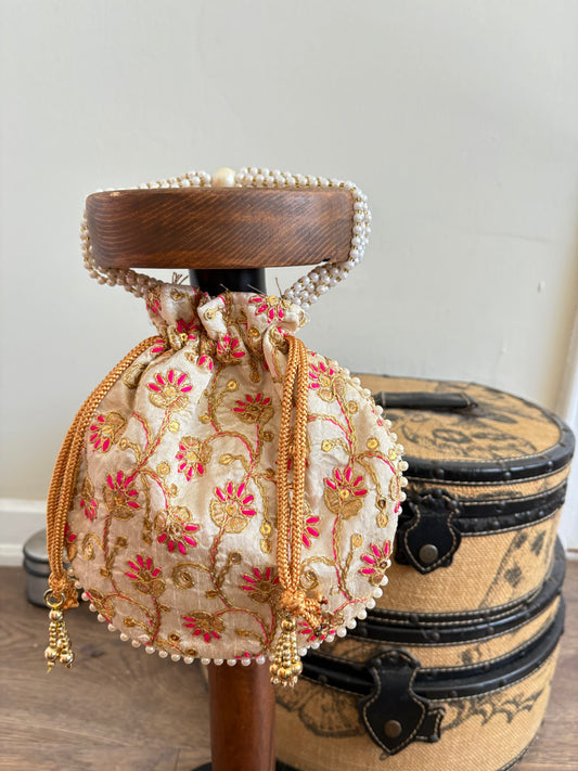 SILK POTLI BEADED BAG