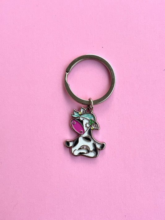 SILLY COW DOING YOGA KEYCHAIN