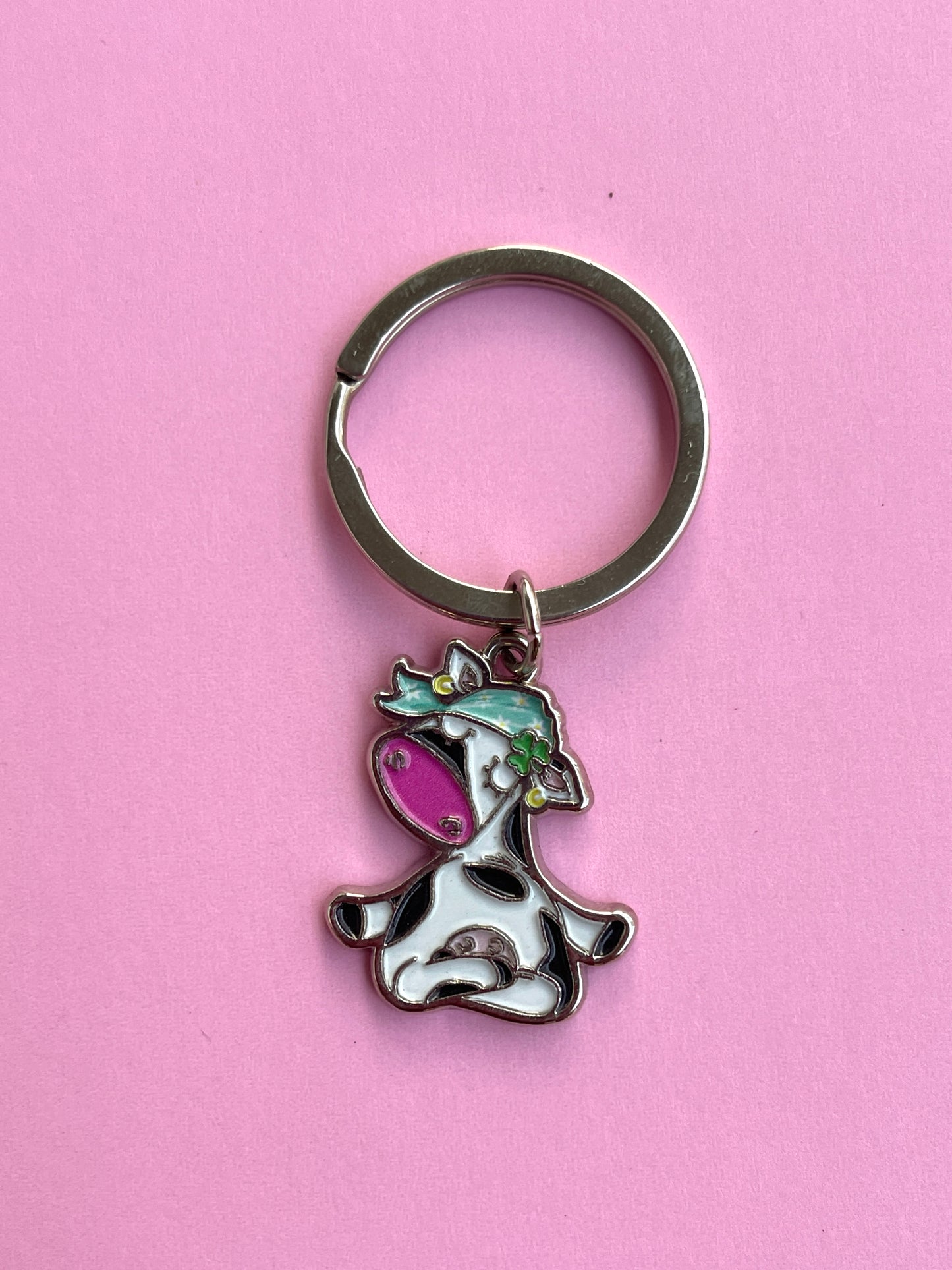 SILLY COW DOING YOGA KEYCHAIN