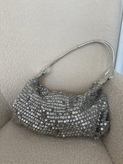 SILVER SEQUIN SHOULDER BAG