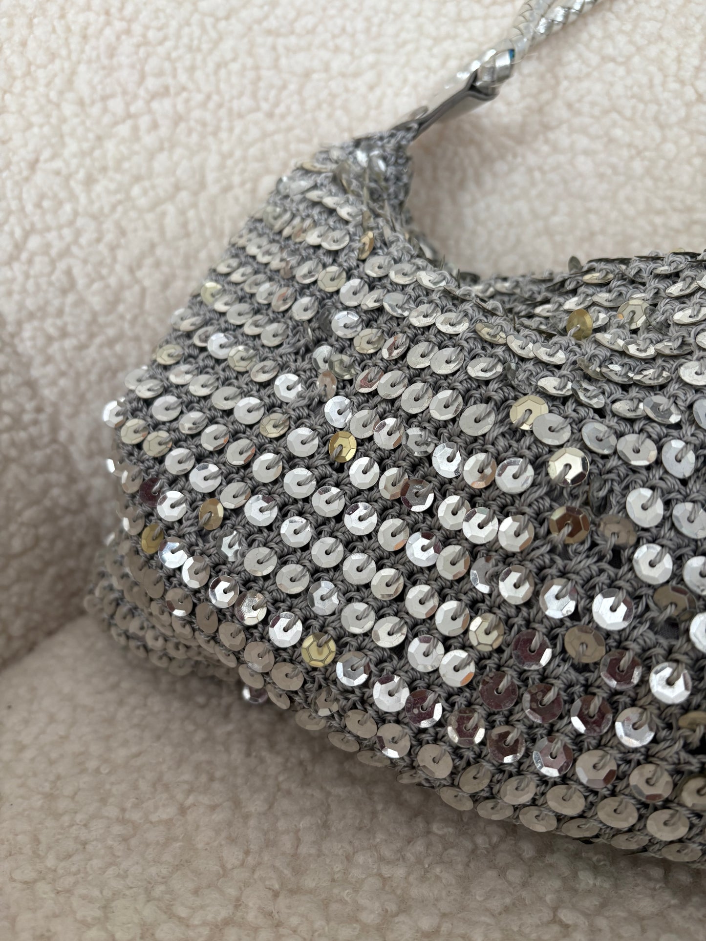 SILVER SEQUIN SHOULDER BAG