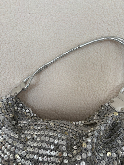 SILVER SEQUIN SHOULDER BAG