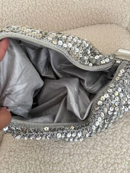 SILVER SEQUIN SHOULDER BAG