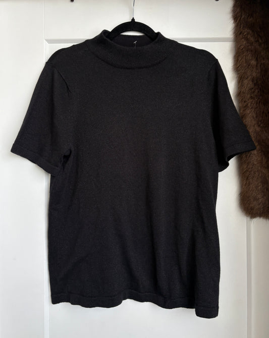 SPARKLY BLACK MOCK NECK SWEATER TSHIRT