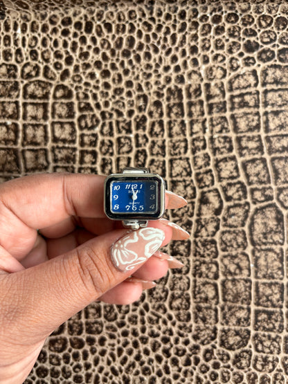 SQUARE FACE BLUE RING WATCH
