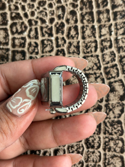 SQUARE FACE BLUE RING WATCH
