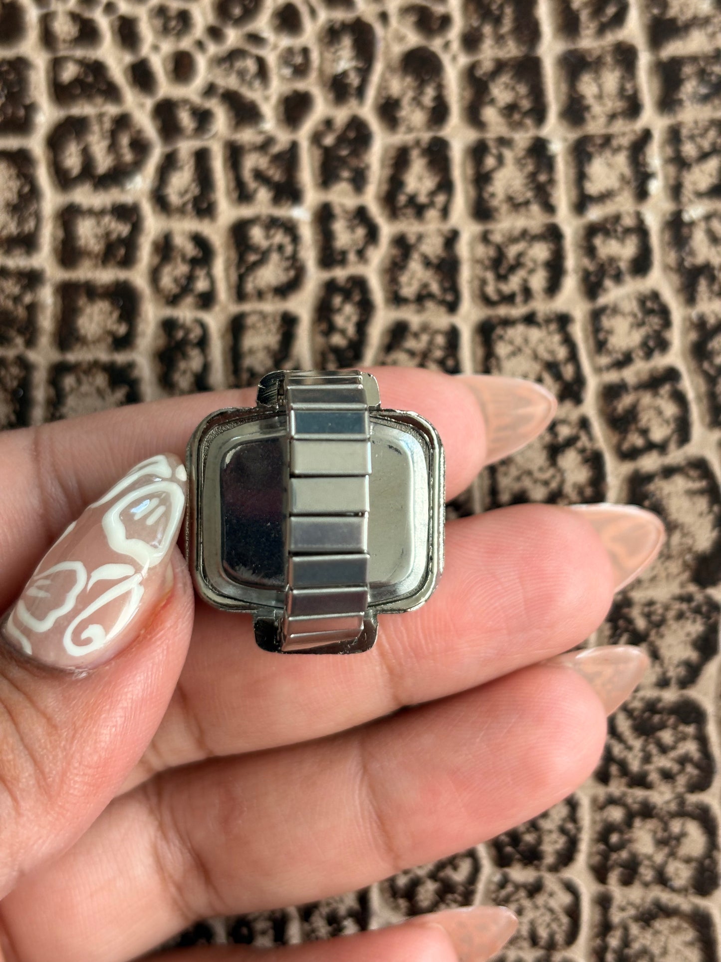 SQUARE FACE BLUE RING WATCH