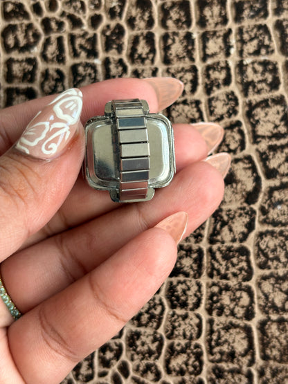 SQUARE FACE SKY BLUE RING WATCH