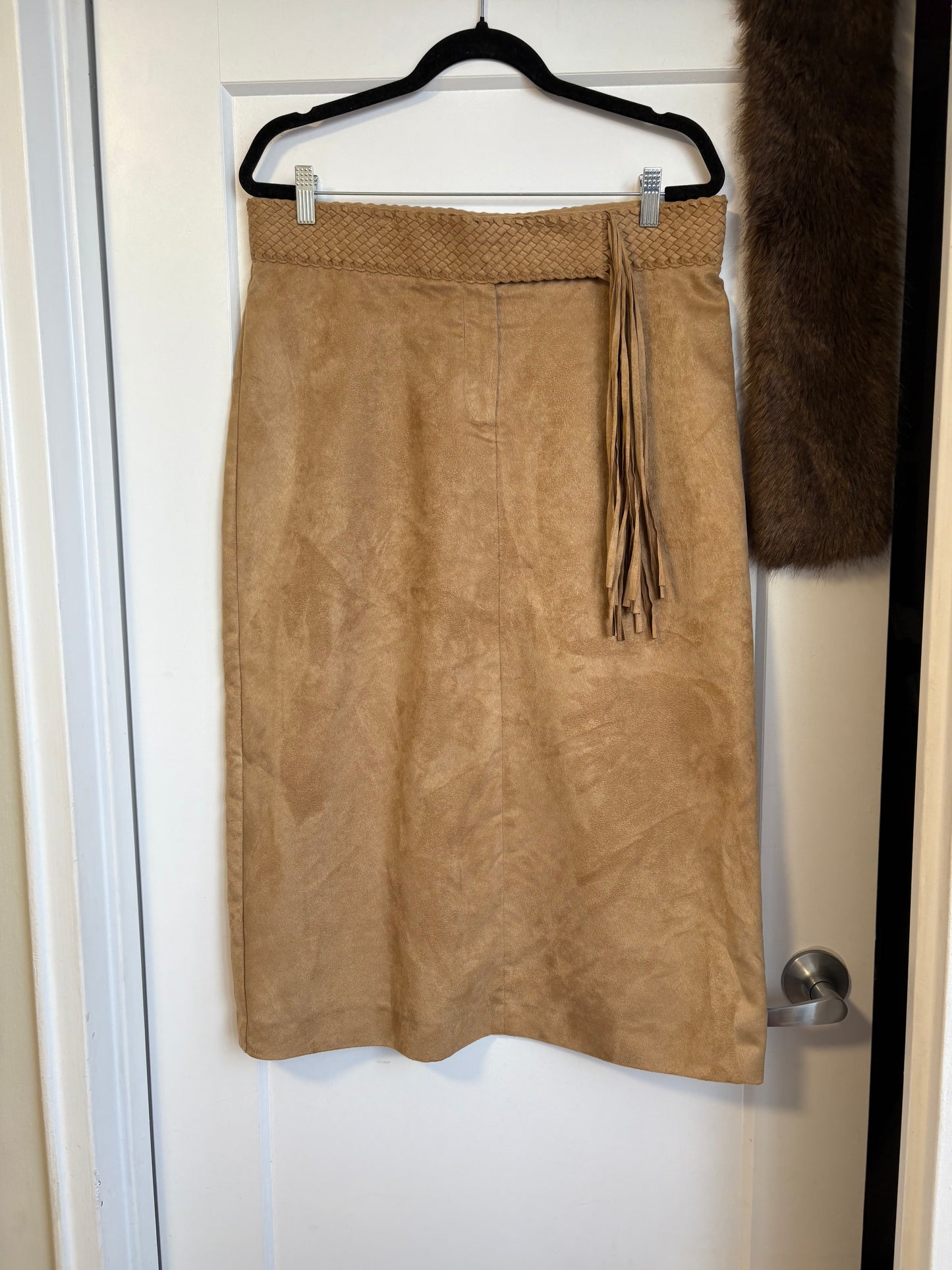 SUEDE MIDI SKIRT WITH FRINGE DETAILS