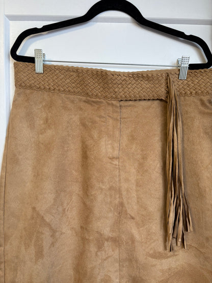 SUEDE MIDI SKIRT WITH FRINGE DETAILS