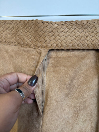 SUEDE MIDI SKIRT WITH FRINGE DETAILS