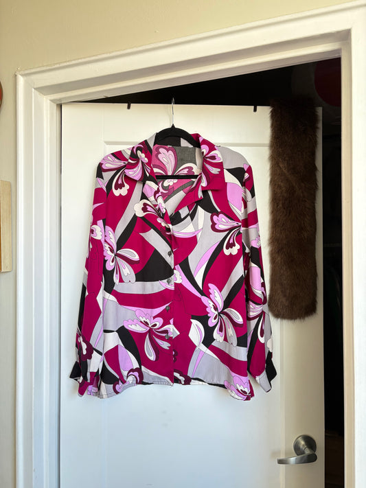 VINTAGE ABSTRACT PATTERN BUTTON DOWN
