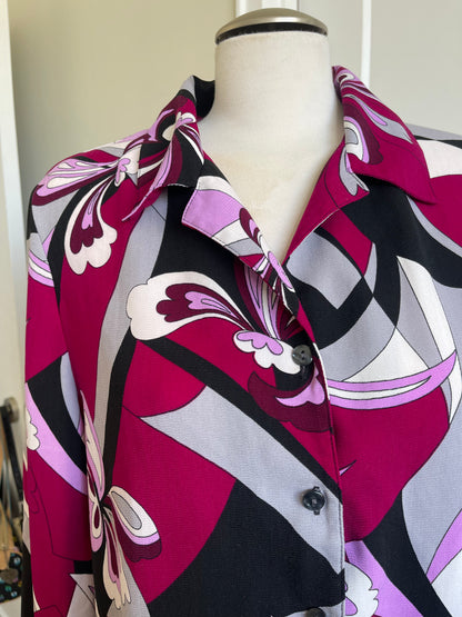 VINTAGE ABSTRACT PATTERN BUTTON DOWN