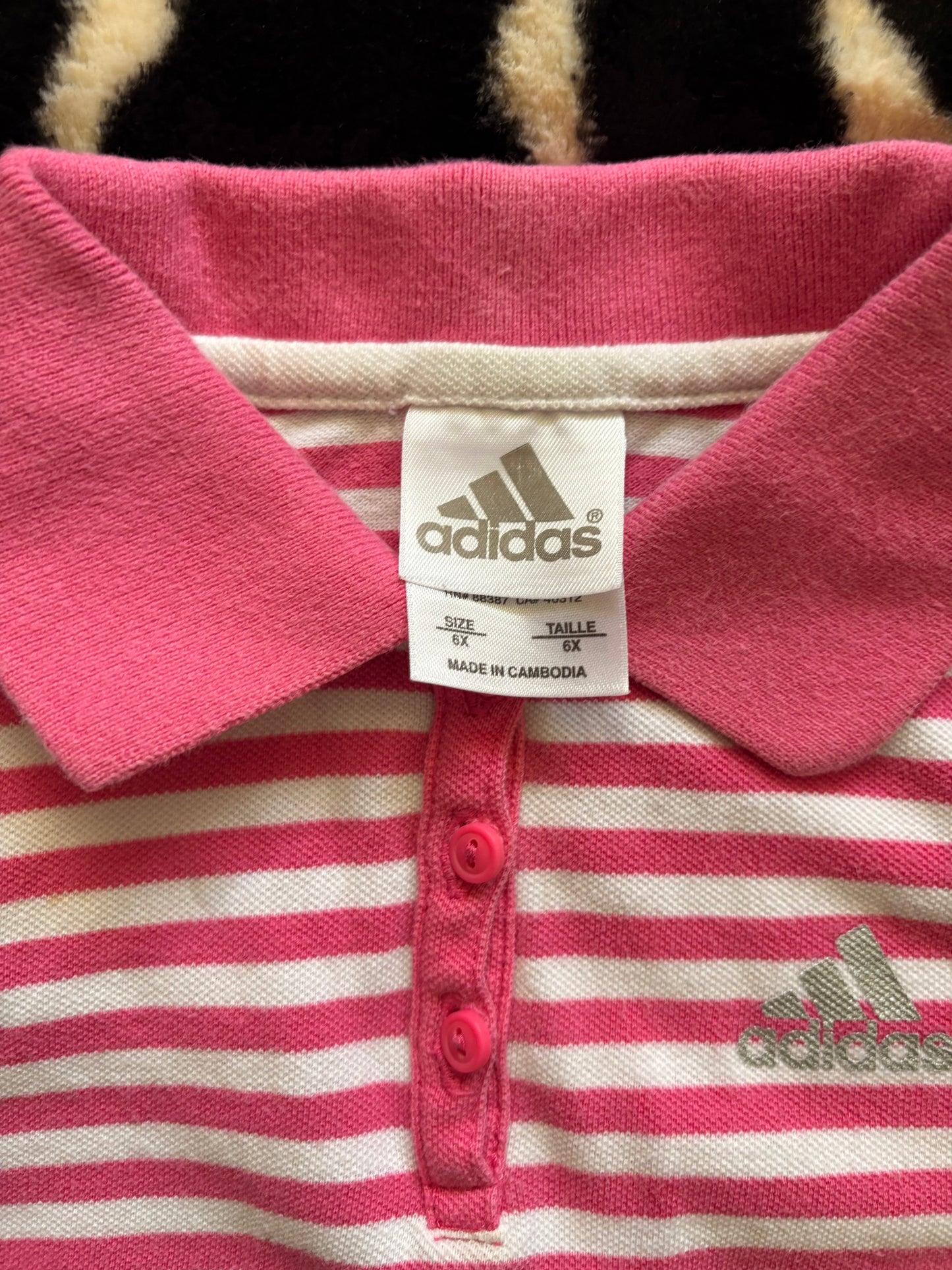 VINTAGE ADIDAS STRIPPED SLEEVELESS POLO - 6Y