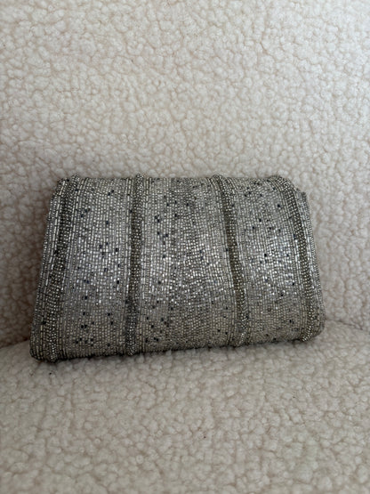 SILVER VINTAGE BEADED BAG