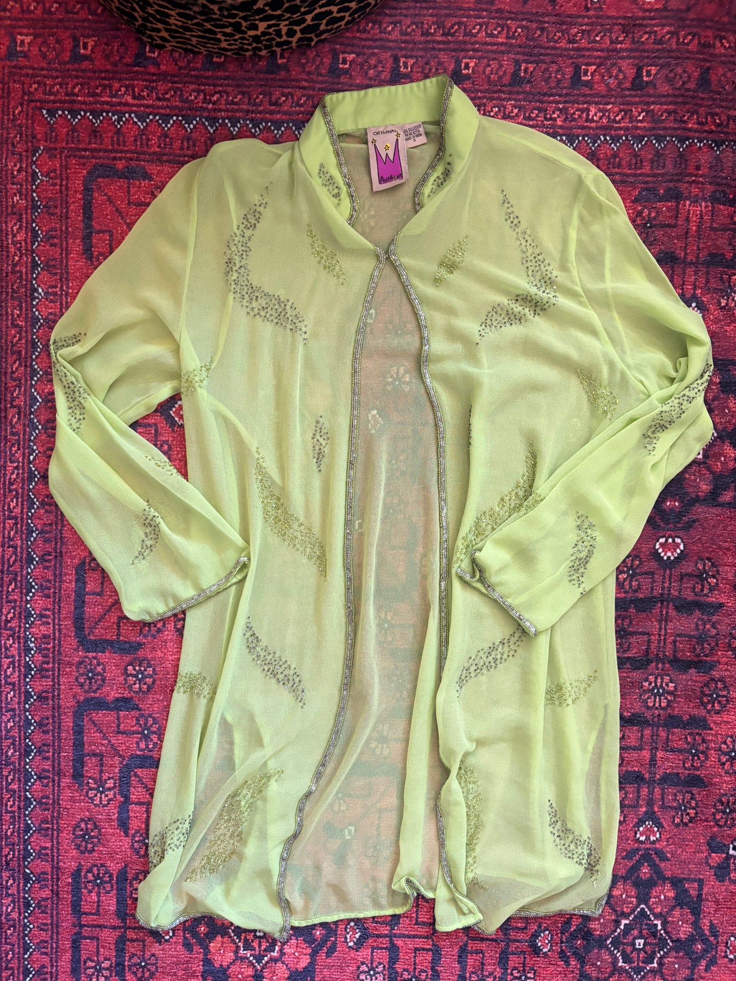 VINTAGE BEADED SHEER BLOUSE - S
