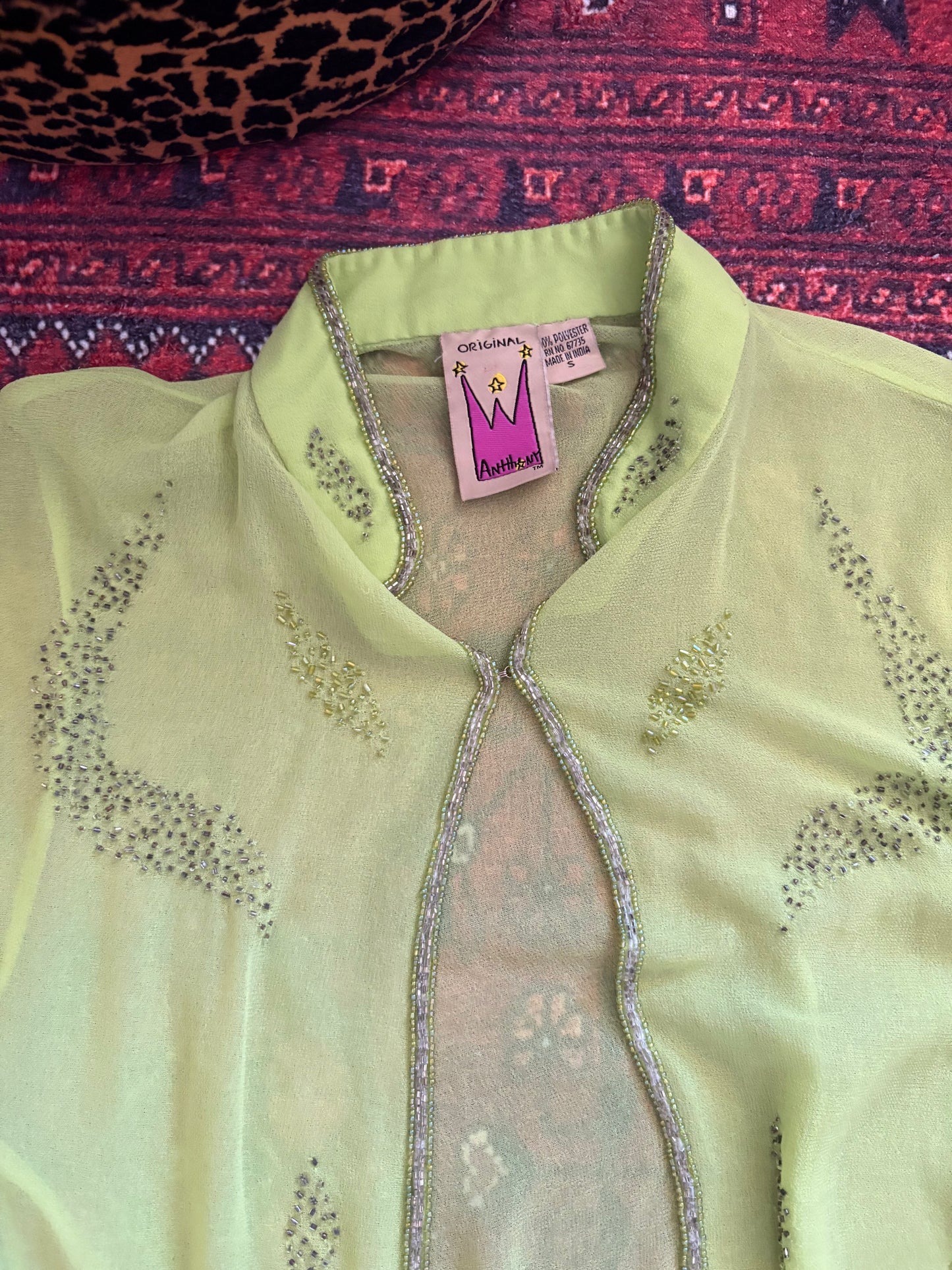 VINTAGE BEADED SHEER BLOUSE - S