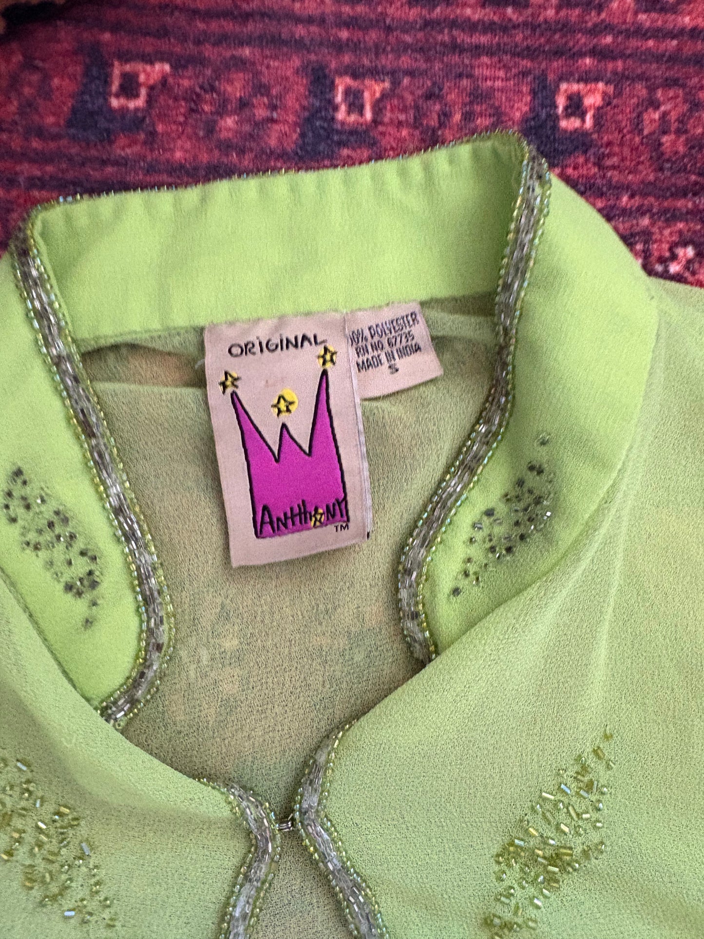 VINTAGE BEADED SHEER BLOUSE - S