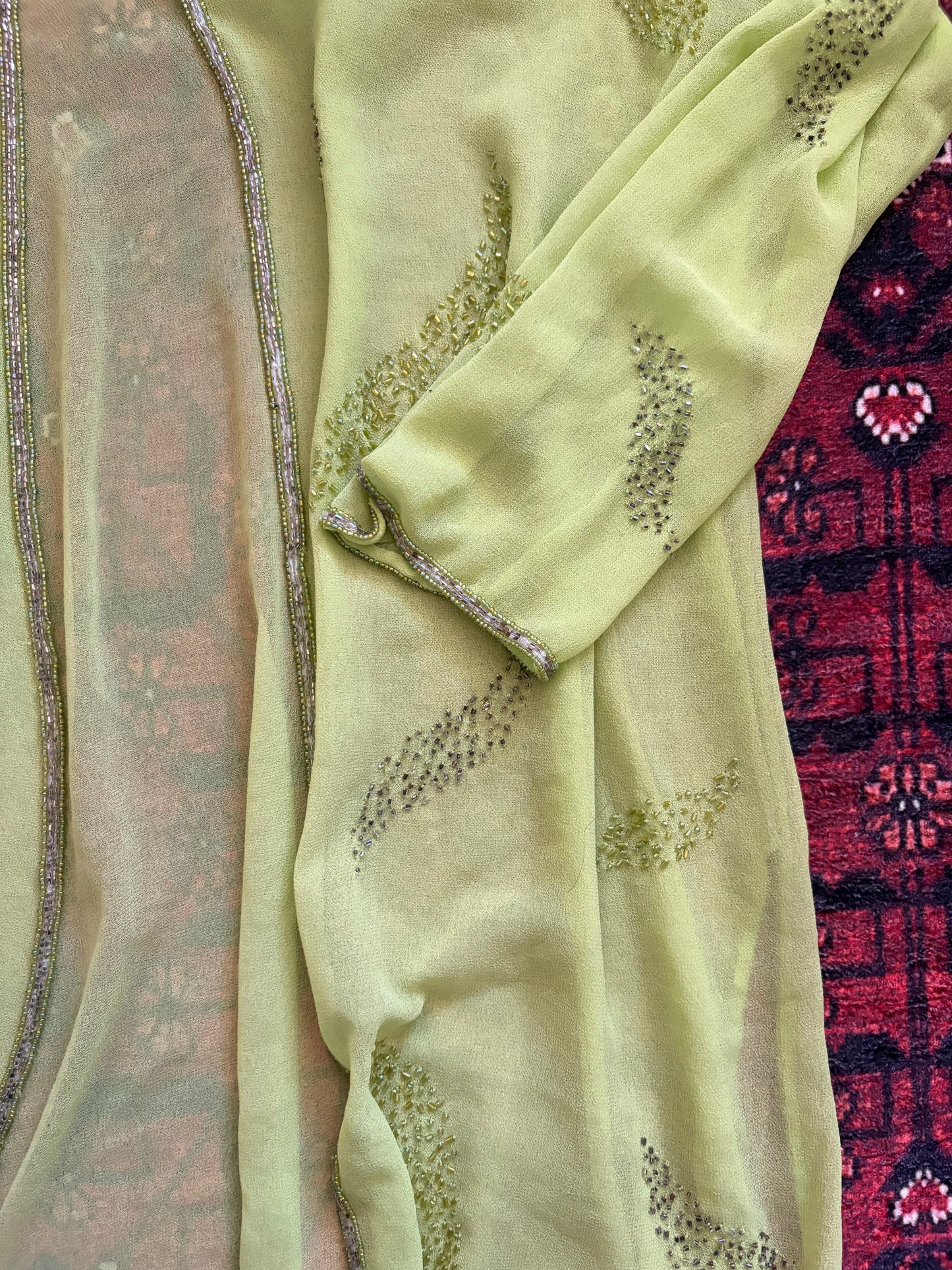 VINTAGE BEADED SHEER BLOUSE - S