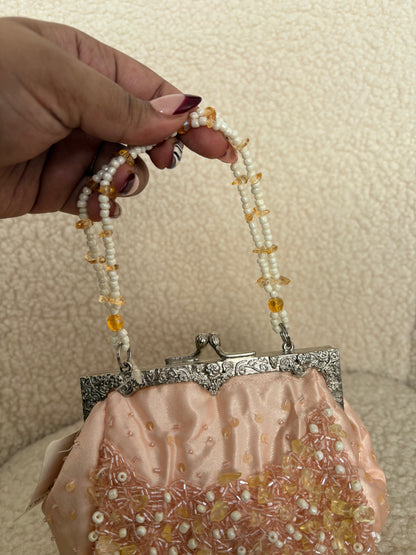VINTAGE BEADED SOFT PINK ART DECO PURSE