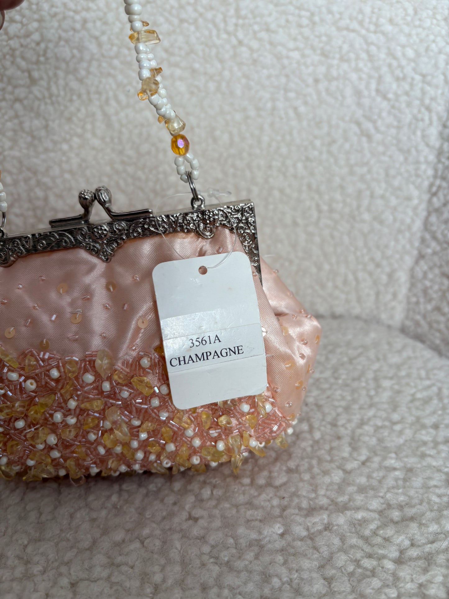 VINTAGE BEADED SOFT PINK ART DECO PURSE