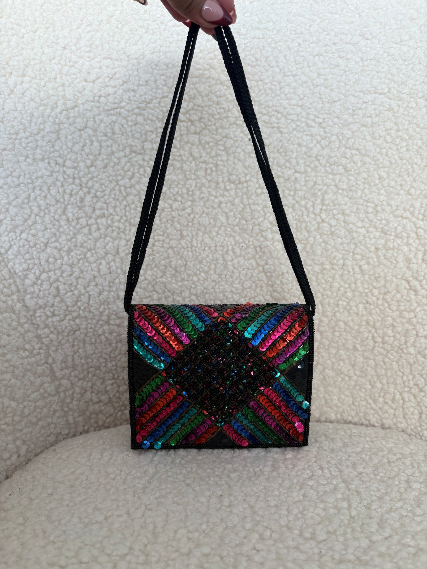 VINTAGE BEADED & SEQUIN ART DECO BAG