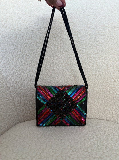 VINTAGE BEADED & SEQUIN ART DECO BAG