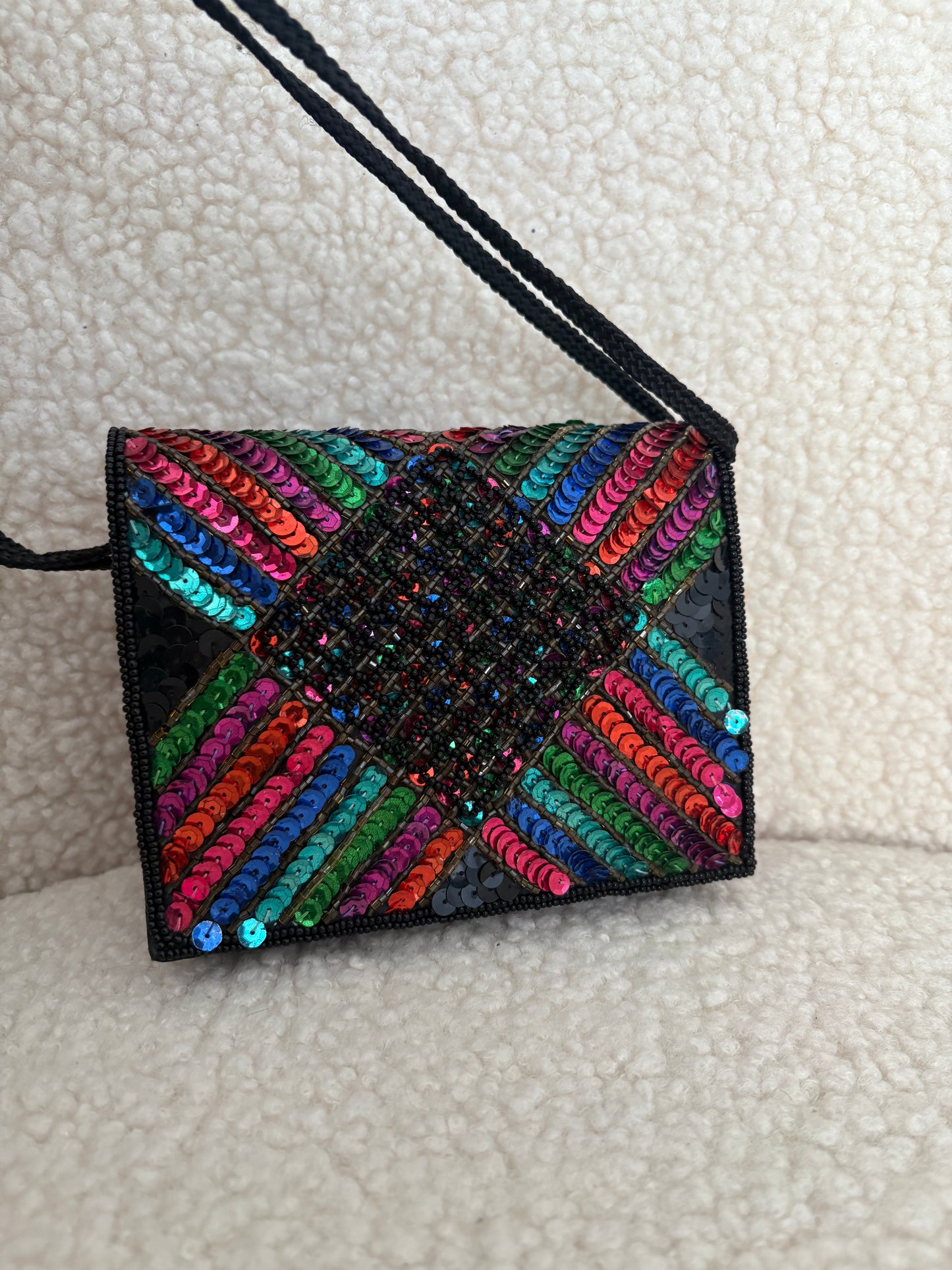 VINTAGE BEADED & SEQUIN ART DECO BAG