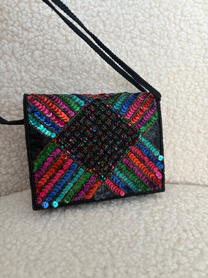 VINTAGE BEADED & SEQUIN ART DECO BAG