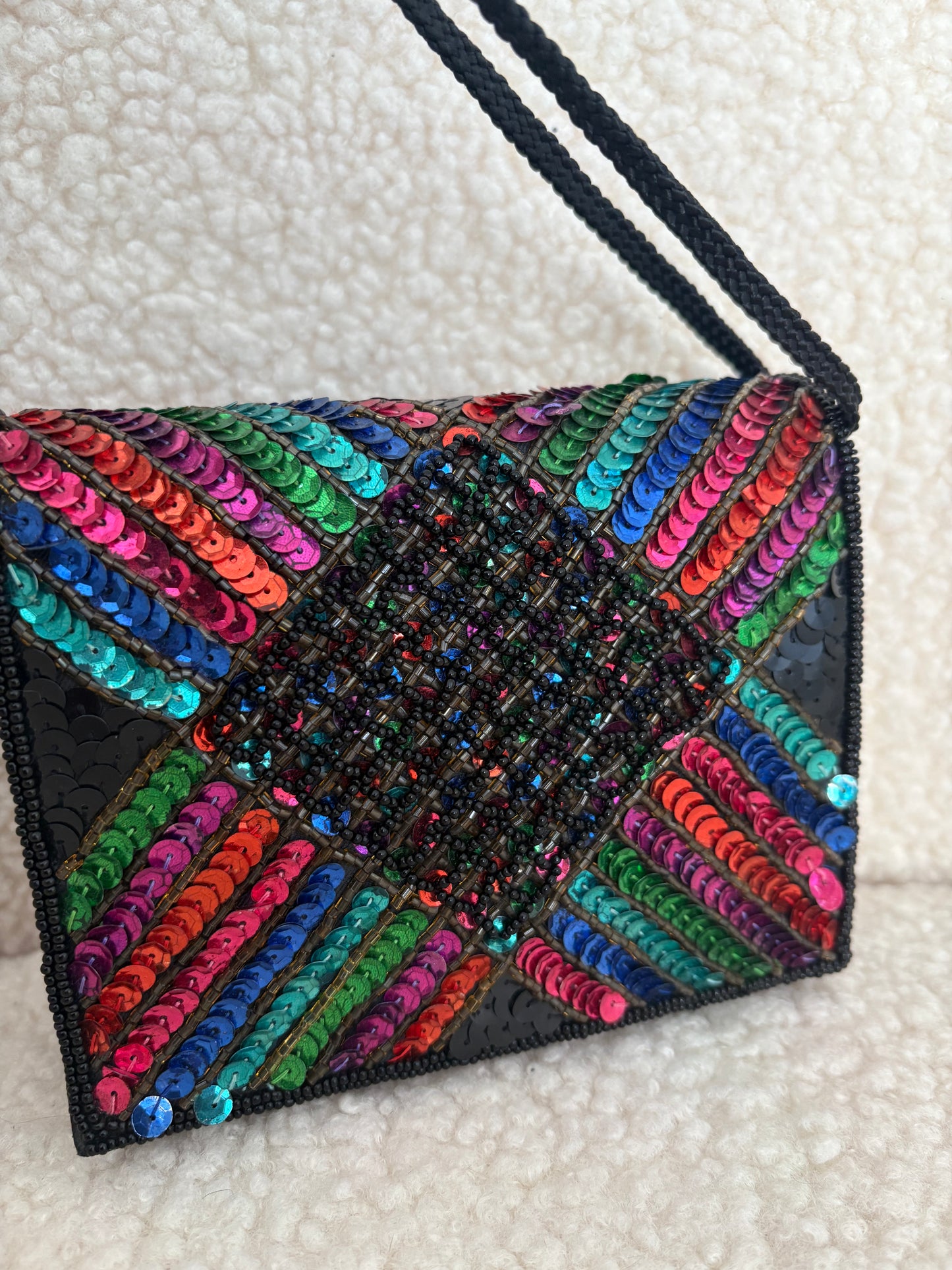 VINTAGE BEADED & SEQUIN ART DECO BAG