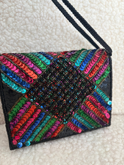 VINTAGE BEADED & SEQUIN ART DECO BAG