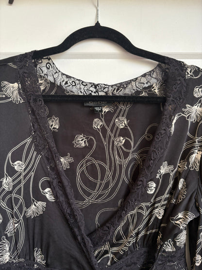 VINTAGE BEBE SATIN WRAP TOP - S