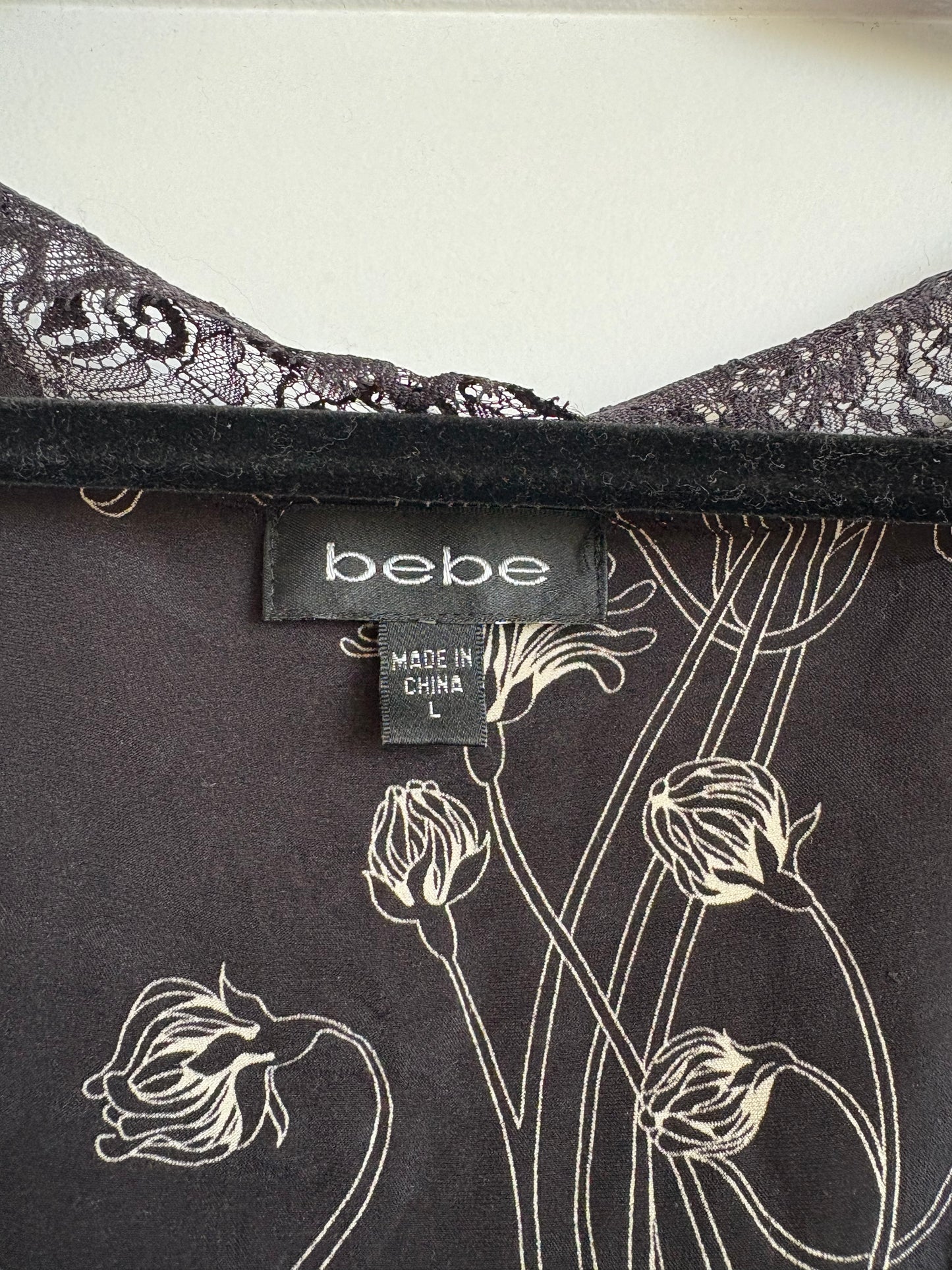 VINTAGE BEBE SATIN WRAP TOP - S