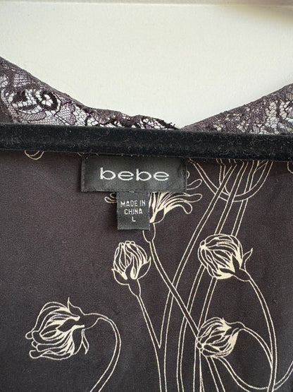 VINTAGE BEBE SATIN WRAP TOP - S