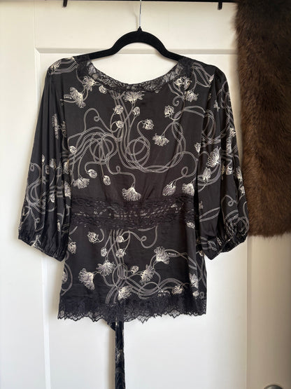 VINTAGE BEBE SATIN WRAP TOP - S