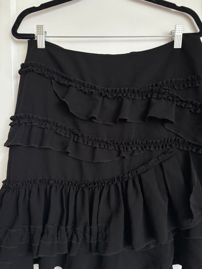 VINTAGE BLACK RUFFLE MINI SKIRT
