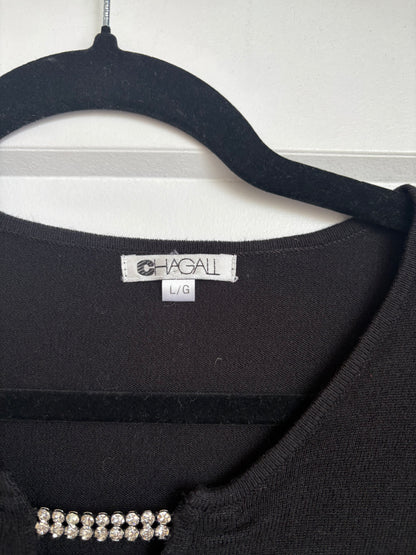 VINTAGE BLACK SWEATER WITH DIAMOND DETAILING - L