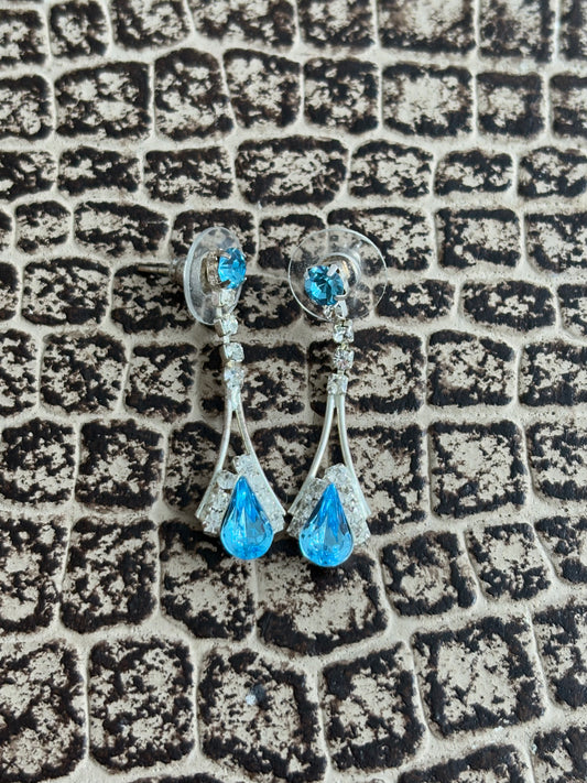 VINTAGE BLUE GEM EARRINGS