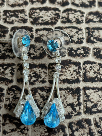 VINTAGE BLUE GEM EARRINGS